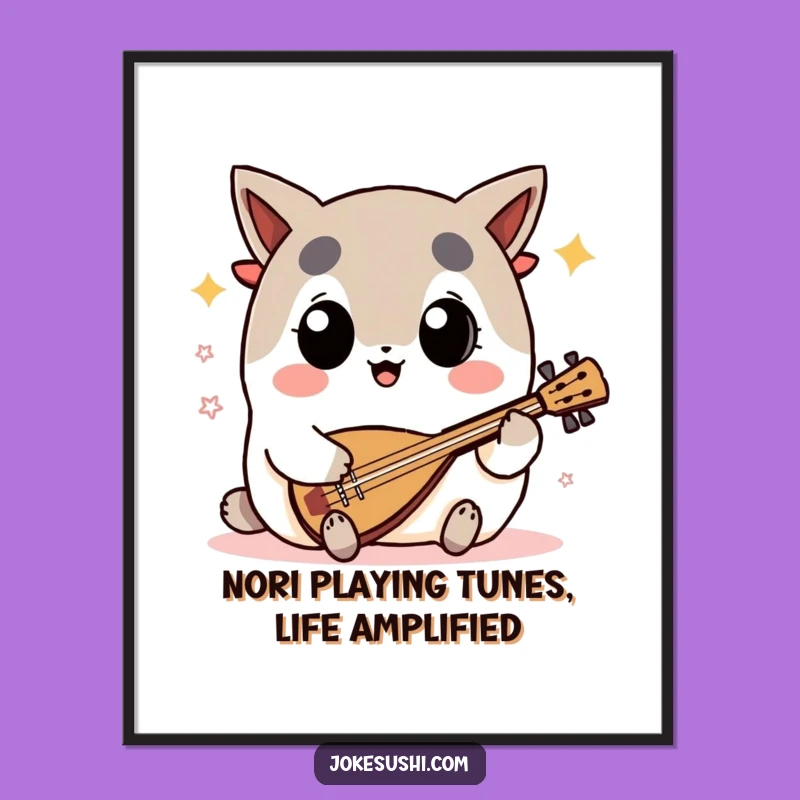 Free Printable Wall Art: Nori Shamisen Player, Quirky Music Downloadable Decor