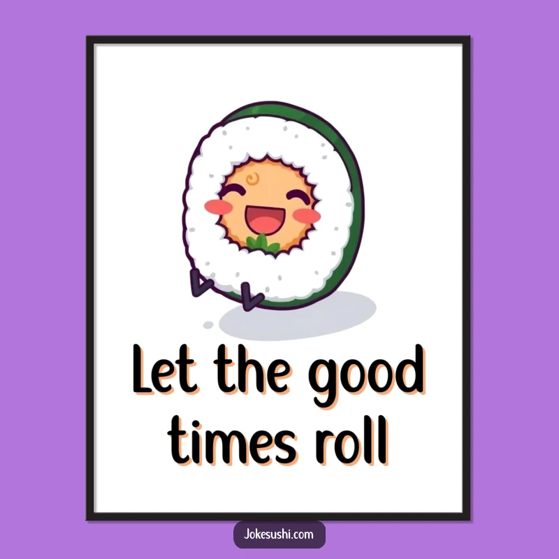 Free Printable Wall Art: Whimsical Sushi Roll, Foodie Decor, Downloadable Art