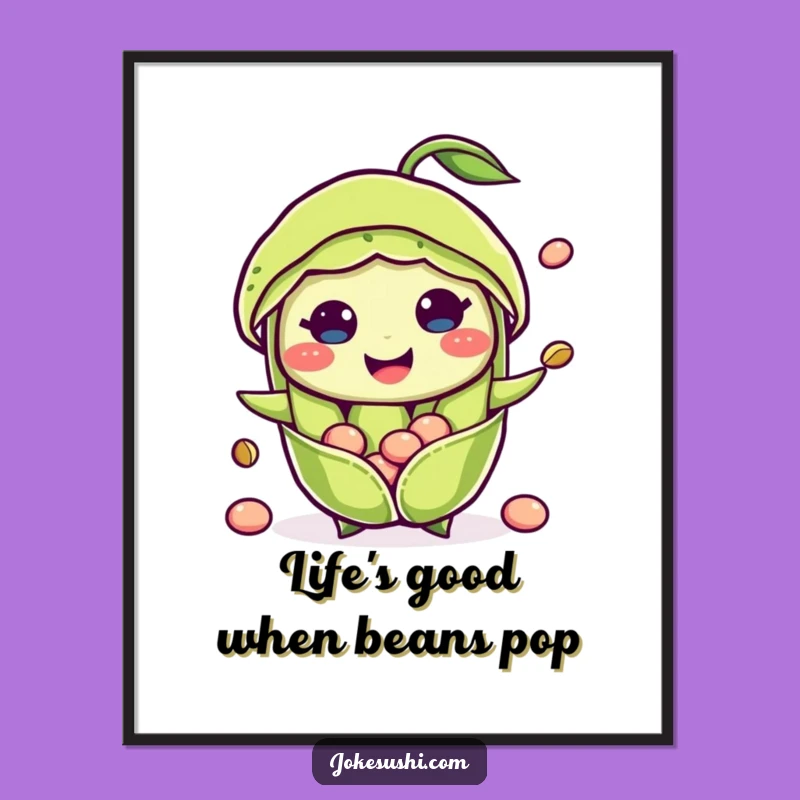 Funny Free Printable Wall Art: Popping Edamame, Cheerful Downloadable Decor