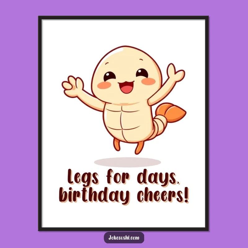 Free Printable Wall Art: Funny Tempura Shrimp Waving, Quirky Downloadable Decor