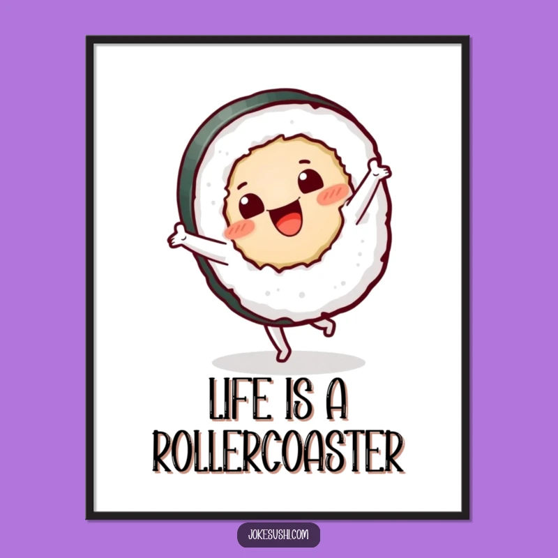 Free Printable Wall Art: Funny Cartwheeling Sushi Roll for Quirky Downloadable Home Decor