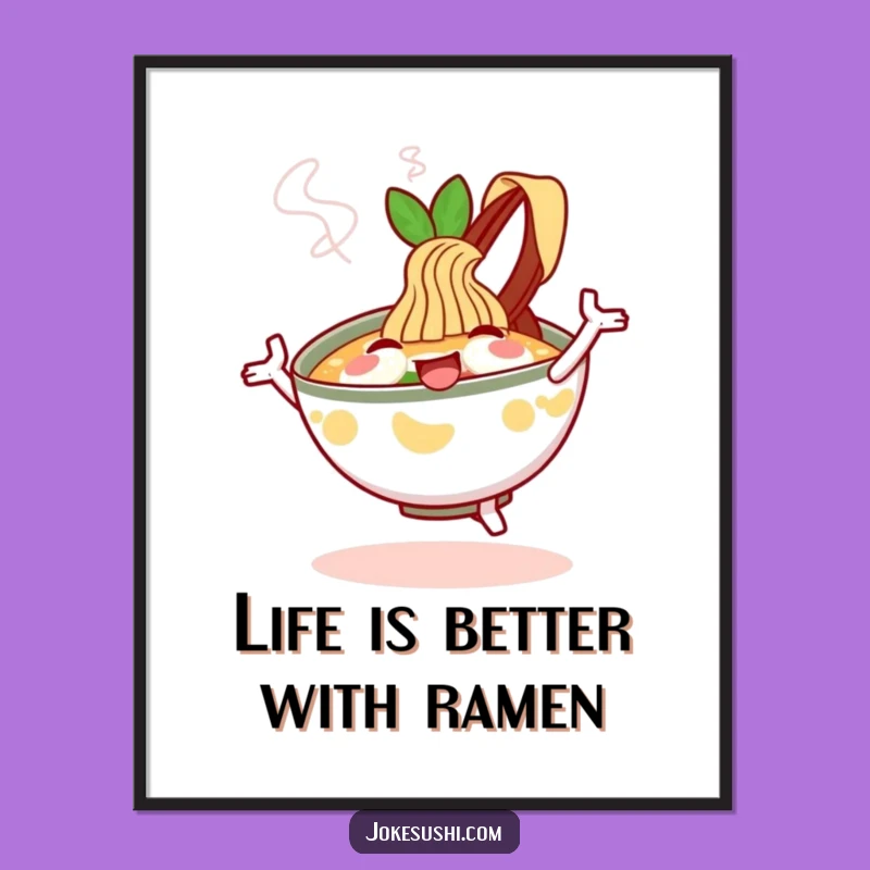 Free Printable Wall Art: Dancing Ramen Bowl - Funny Downloadable Art