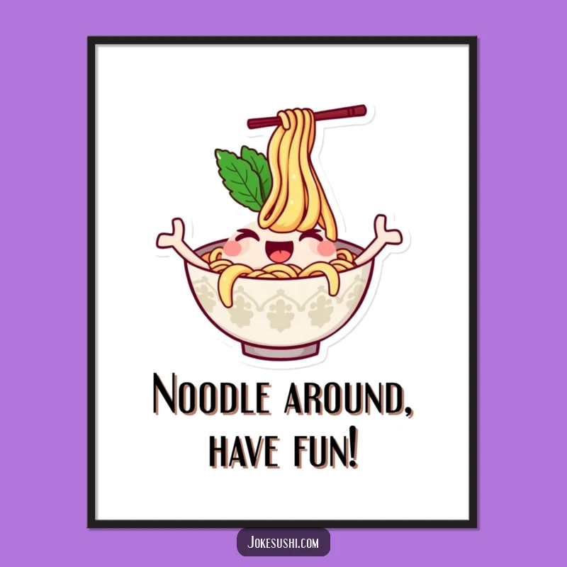 Funny Free Printable Wall Art: Winking Ramen Bowl Waves, Fun Downloadable Decor