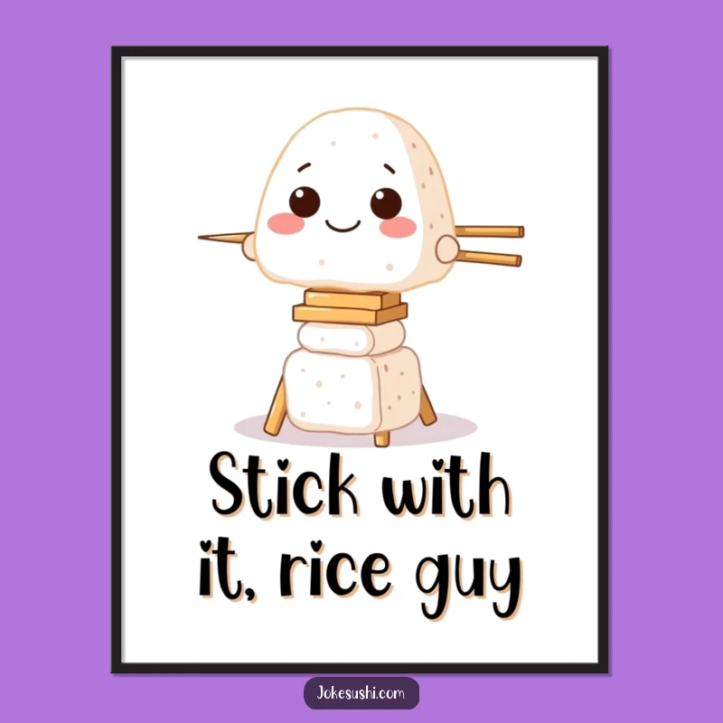 Free Printable Onigiri Wall Art: Funny Balancing Act Downloadable Decor