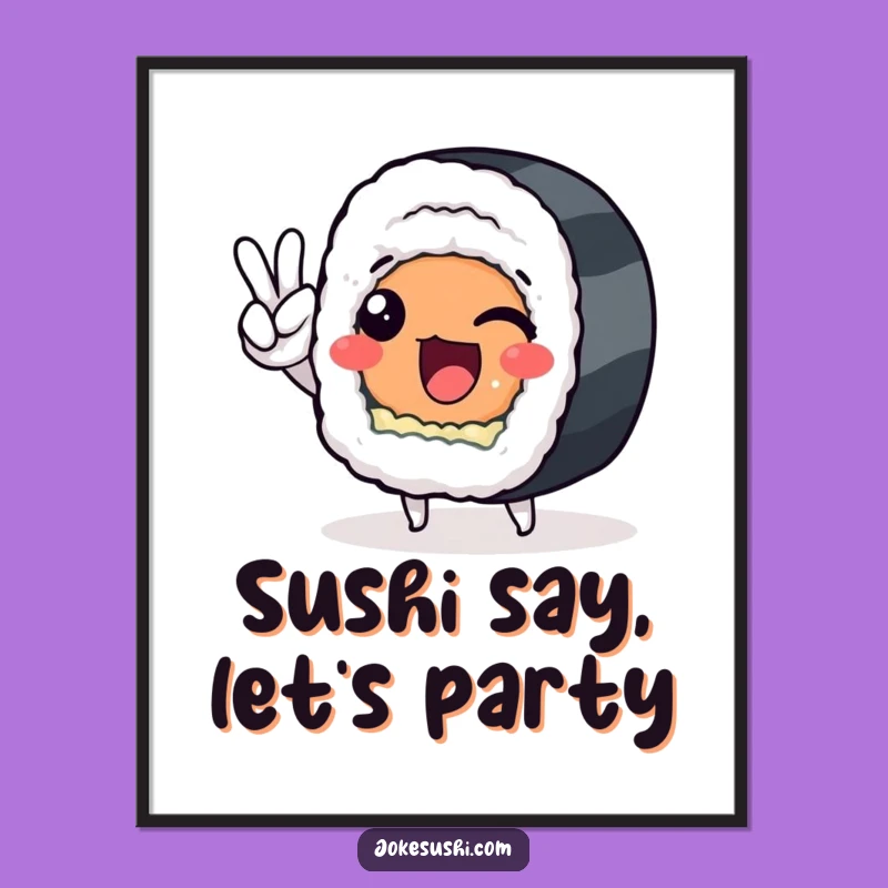 Free Printable Wall Art: Funny Sushi Roll Peace Sign, Hilarious Downloadable Decor