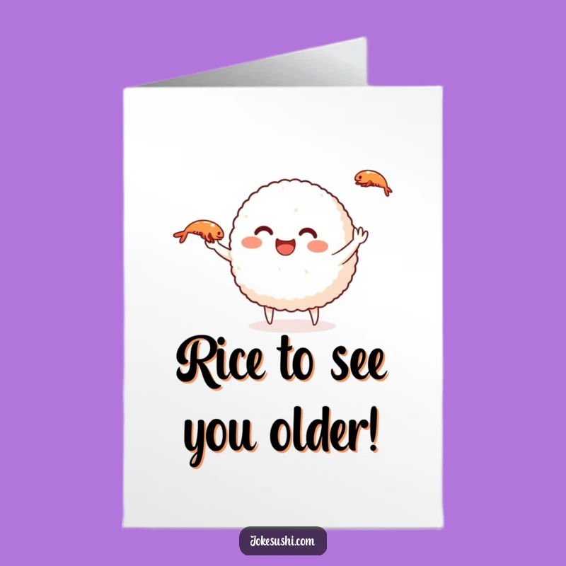 Free Printable Birthday Card: Juggling Rice Ball Surprise for a Funny Downloadable Gift