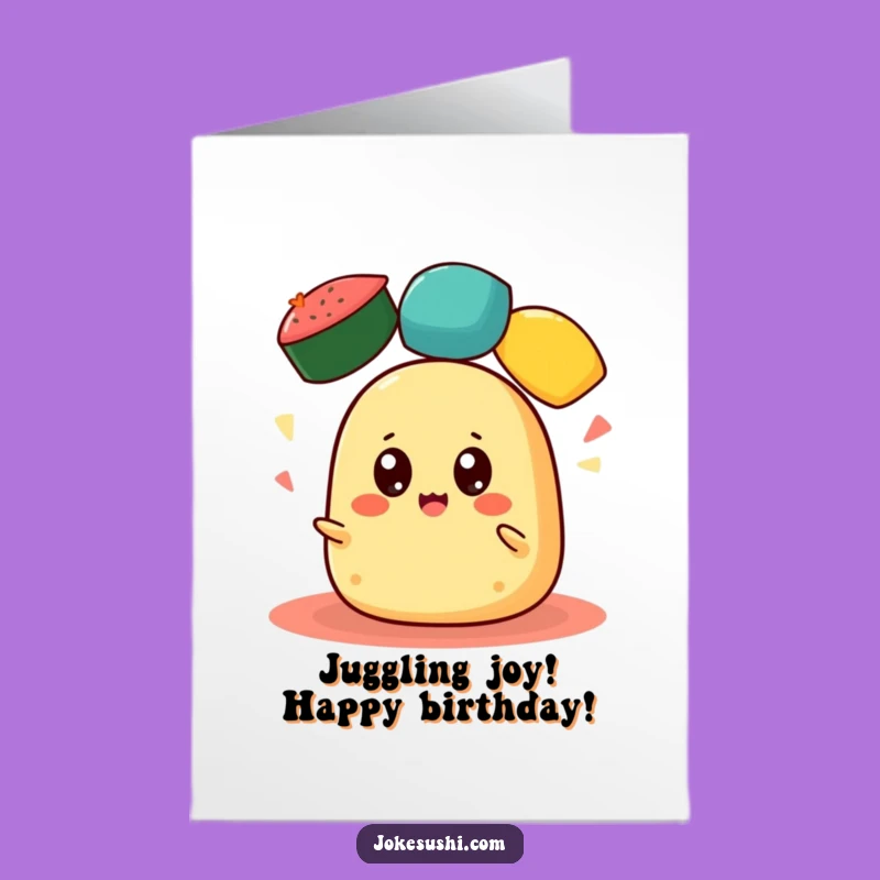 Free Printable Birthday Card: Tamagoyaki Juggling Roe - Happy & Funny DIY Gift!