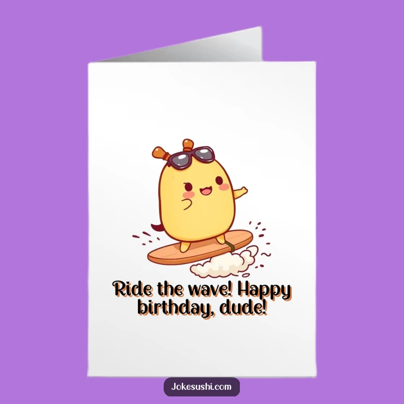 Funny Free Printable Birthday Card: Tamagoyaki Surf - Downloadable Gift!