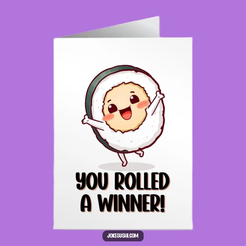 Free Printable Congrats Card: Hilarious Sushi Cartwheel for Congratulations Downloadable Gift