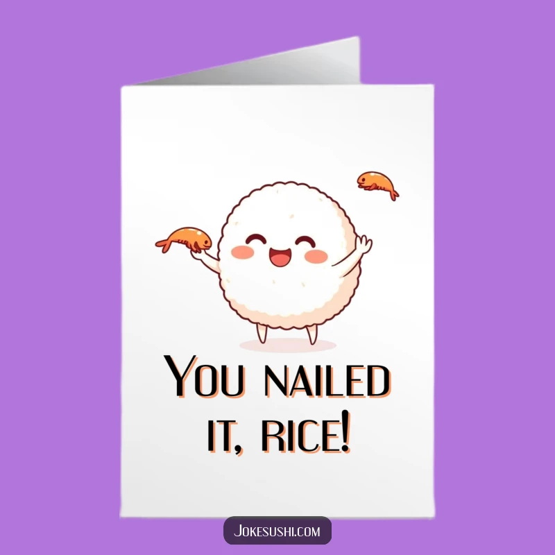 Free Printable Congrats Card: Juggling Rice Ball Cheer for a Fun Downloadable Gift