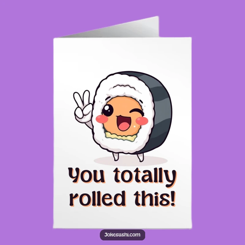 Free Printable Congratulations Card: Sushi Roll Peace Sign, Funny Downloadable Gift