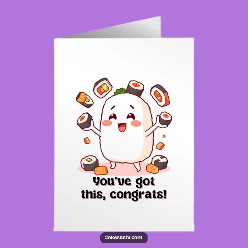 Hilarious Free Printable Congrats Card: Juggling Onigiri, Skillful Downloadable Gift