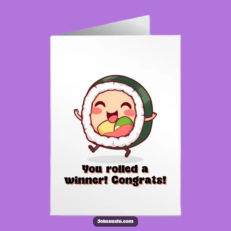 Free Printable Congrats Card: Sushi Character Celebration Downloadable Greeting