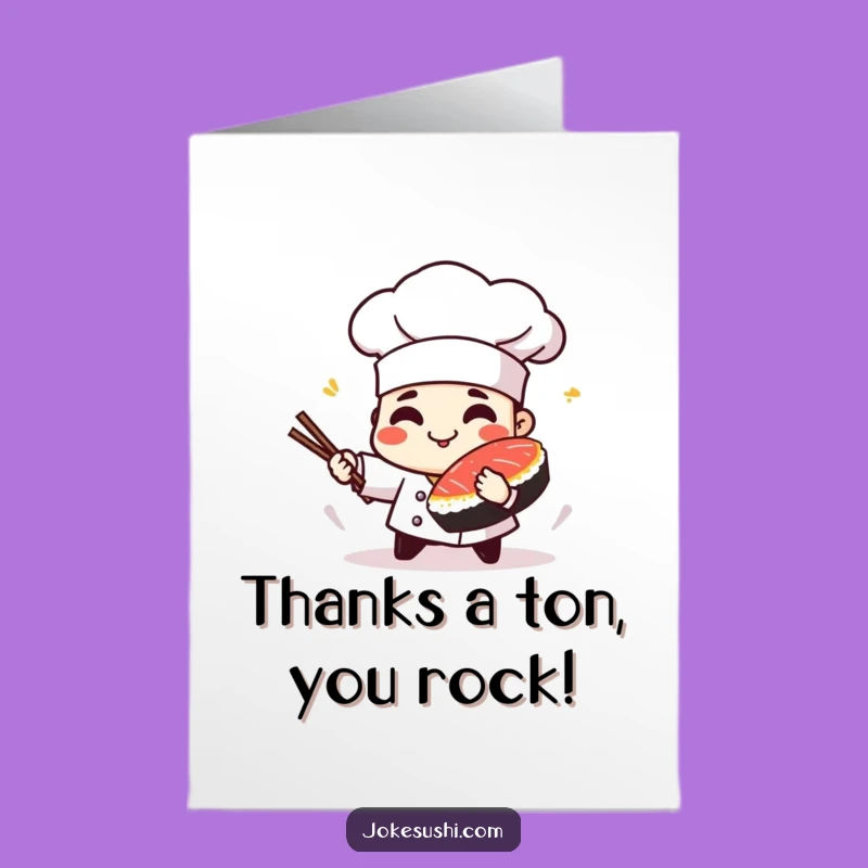 Free Printable Sushi Thank You Card - Playful Chef Downloadable Greeting for Gratitude