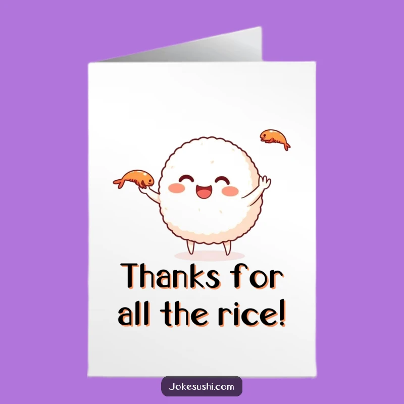Free Printable Thank You Card: Playful Rice Ball Thanks for a Grateful Downloadable Gift