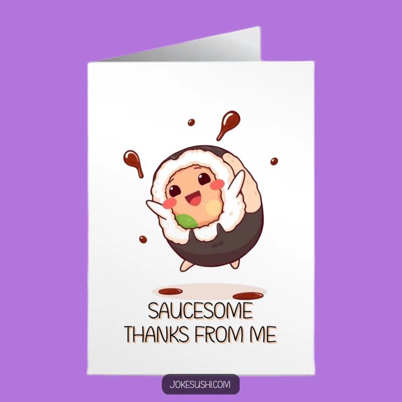 Free Printable Thank You Card: Sushi Roll Cartwheel Gratitude
