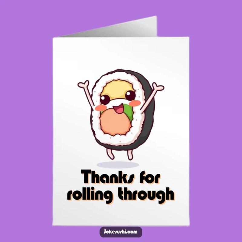 Free Printable Thank You Card: Sushi Roll Somersault - Funny Downloadable Gift