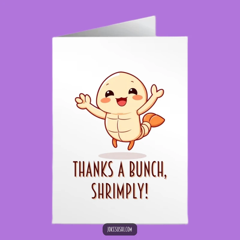 Free Printable Thank You Card: Tempura Shrimp Waving Thanks Funny Downloadable