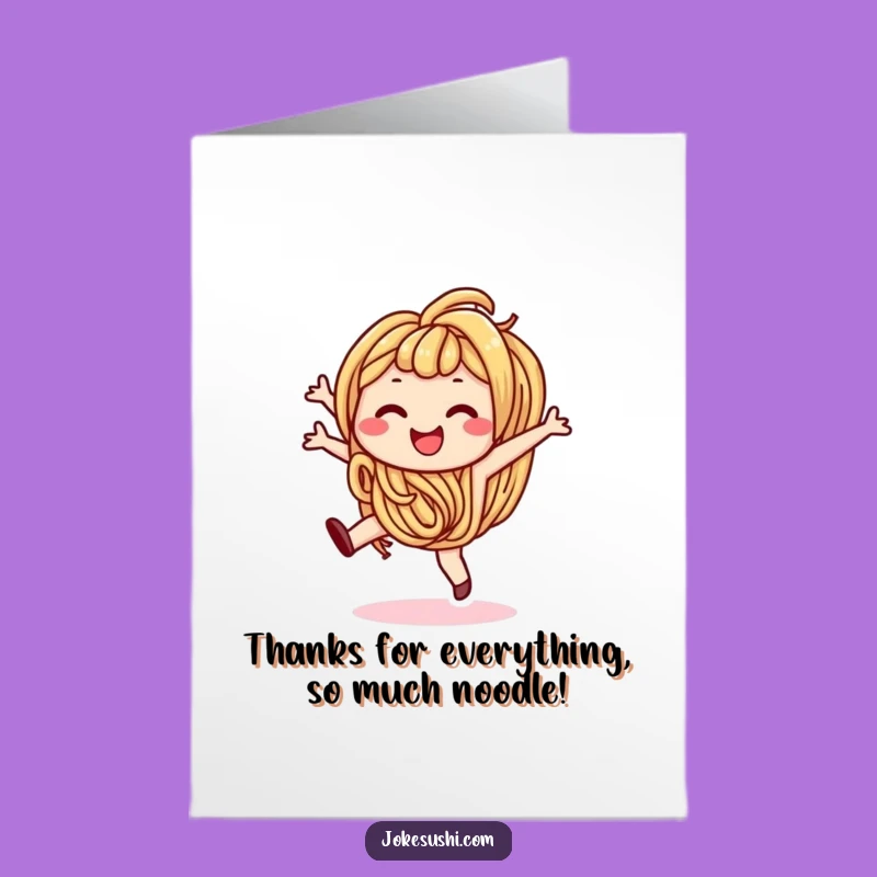 Funny Free Printable Udon Cartwheel Thank You Card: Noodle Gratitude Downloadable