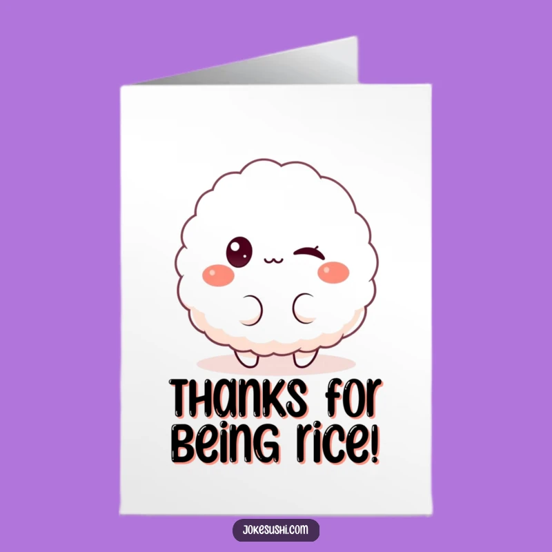 Free Printable Thank You Card: Winking Rice Ball Downloadable Greeting
