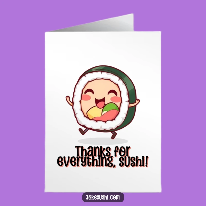 Free Printable Thank You Card: Sushi Character Thanks Downloadable Greeting