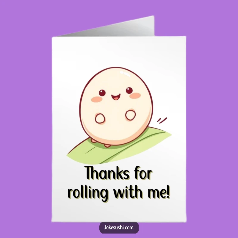 Free Printable Thank You Card: Smiling Mochi Character - Funny Downloadable Gift of Smooth Gratitude