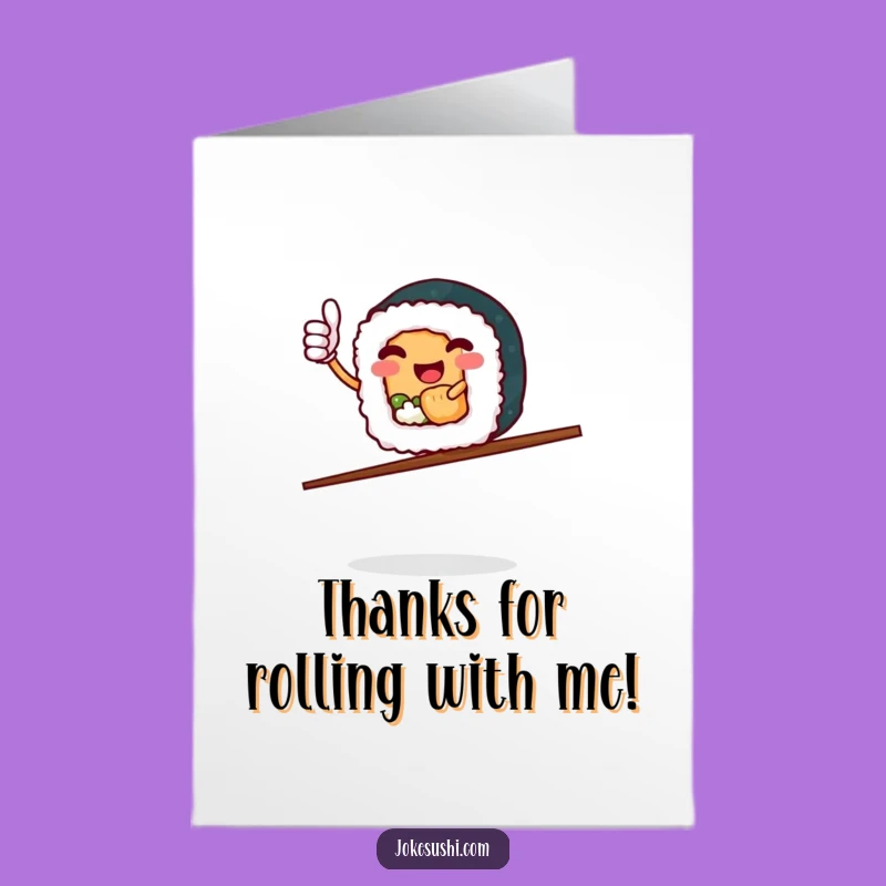 Free Printable Thank You Card Funny Sushi Thumbs Up Chopstick Balancing Downloadable Gift