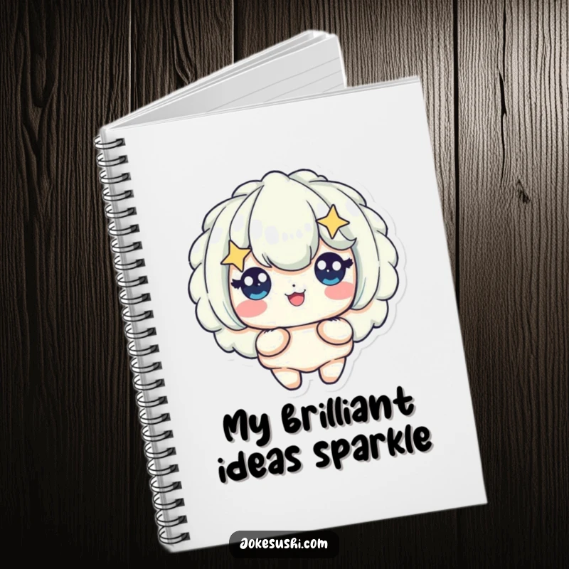 Funny notebook cover featuring a tempura piece character with starry eyes, expressing delight, perfect for journaling, recipe writing, or sketching.