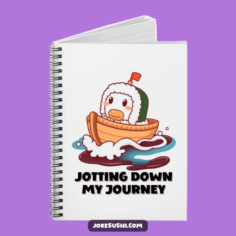 Funny Sushi Boat Notebook: Contented Character Jotting Notes on Soy Sauce Wave, Gift!