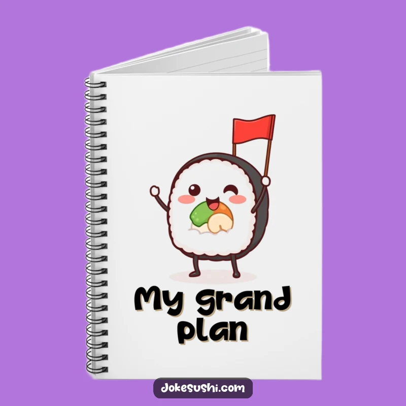 Funny Waving Sushi Roll Notebook, Joyful Food Journal - Awesome Funny Gift