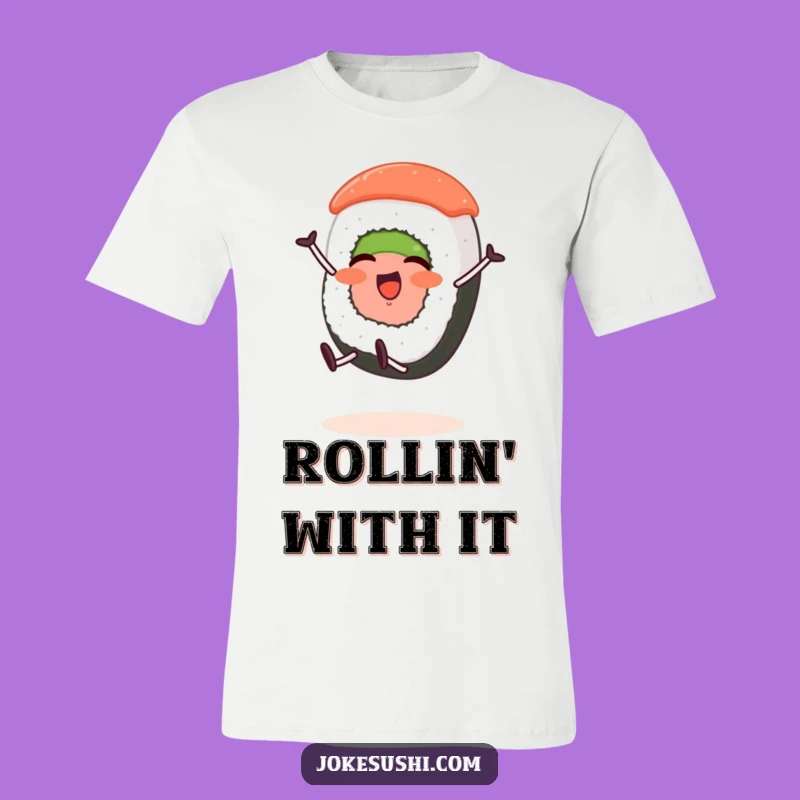 Funny Sushi Cartwheel T-Shirt: Energetic Foodie Character Gift