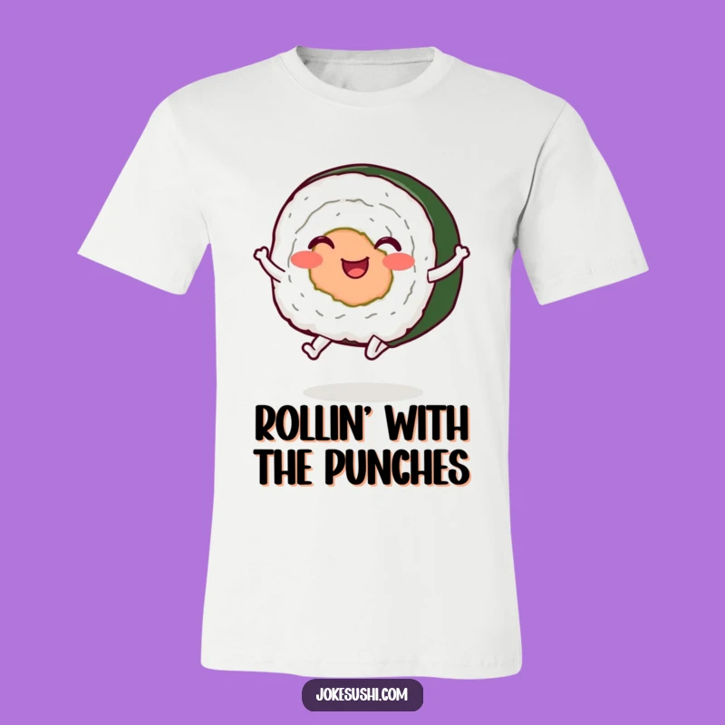 Funny Jumping Sushi Roll T-Shirt: Wear Your Happiness with This Comfy Tee