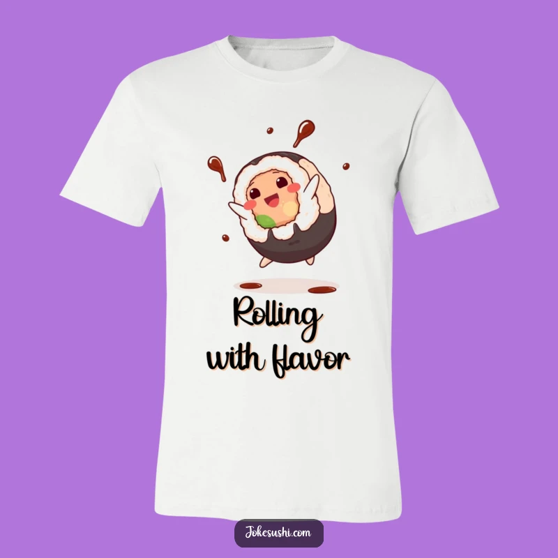Funny Sushi Cartwheel T-Shirt: Dynamic Roll Action, Soy Sauce Splash, Perfect Funny Gift