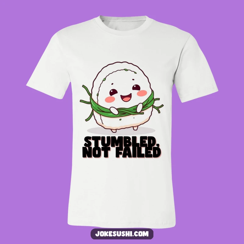 Funny Onigiri Tripping T-Shirt: Seaweed Slip Style, Cute Character Fail, Perfect Funny Gift