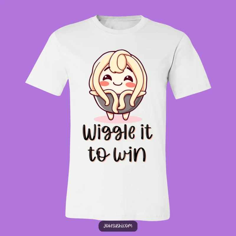 Funny Udon Noodle Wiggle Tee: Wear Your Delight with Hilarious Cartoon Style
