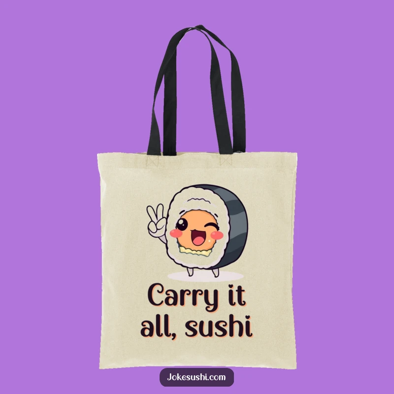 Funny Sushi Roll Peace Sign Tote Bag: Carry Your Laughs in Style