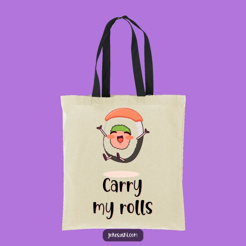 Funny Sushi Cartwheel Tote Bag: Foodie Character Accessory Gift