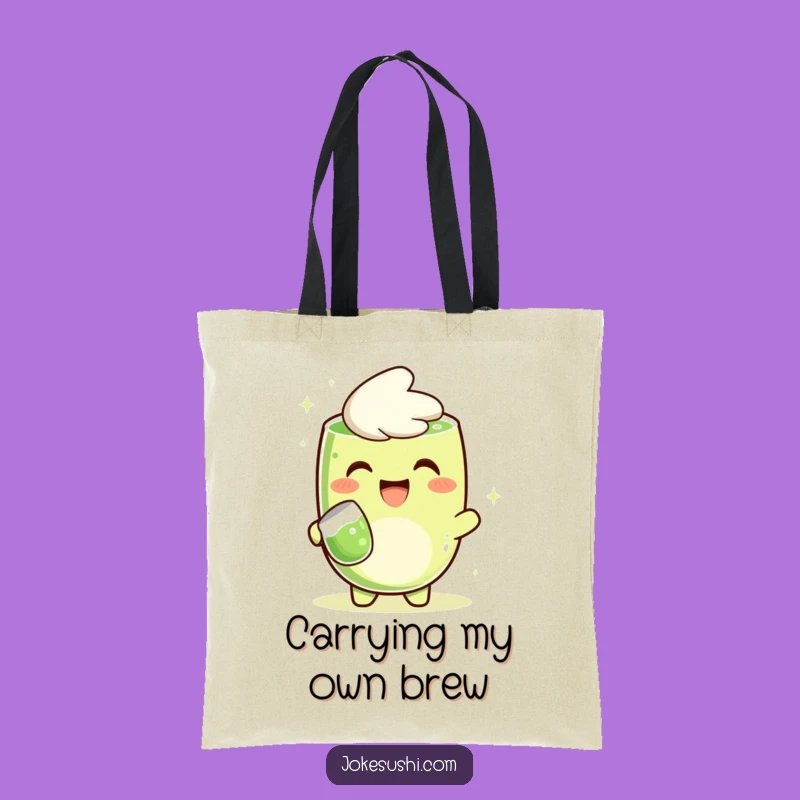 Funny Matcha Tote Bag: Grinning Character Pouring Style, Perfect Gift!