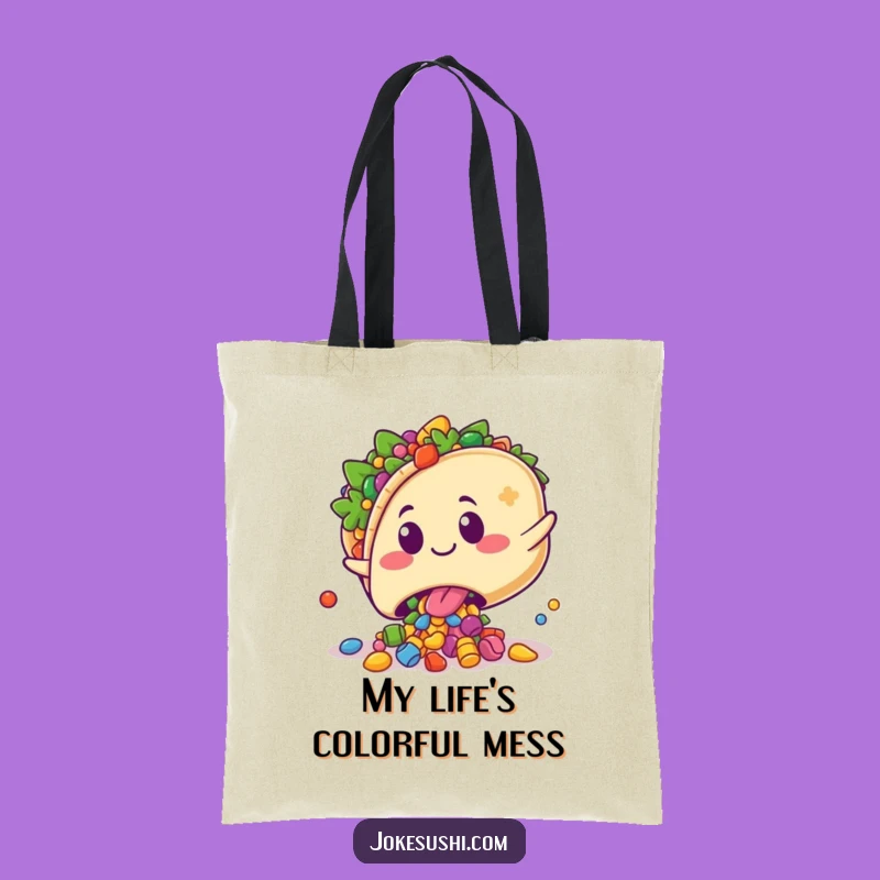 Funny Taco Tote Bag - Playful Tripping Character Carry-All