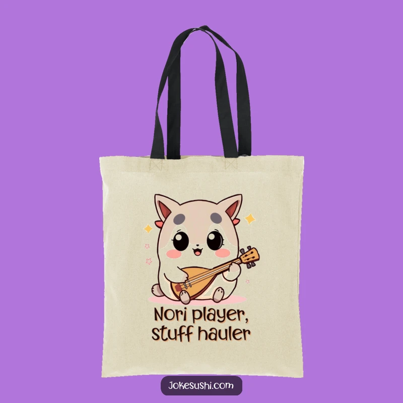 Funny Nori Shamisen Tote Bag: Big-Eyed Player, Practical Funny Gift